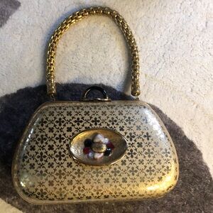 Vintage Gold Metal Embossed Evening Bag